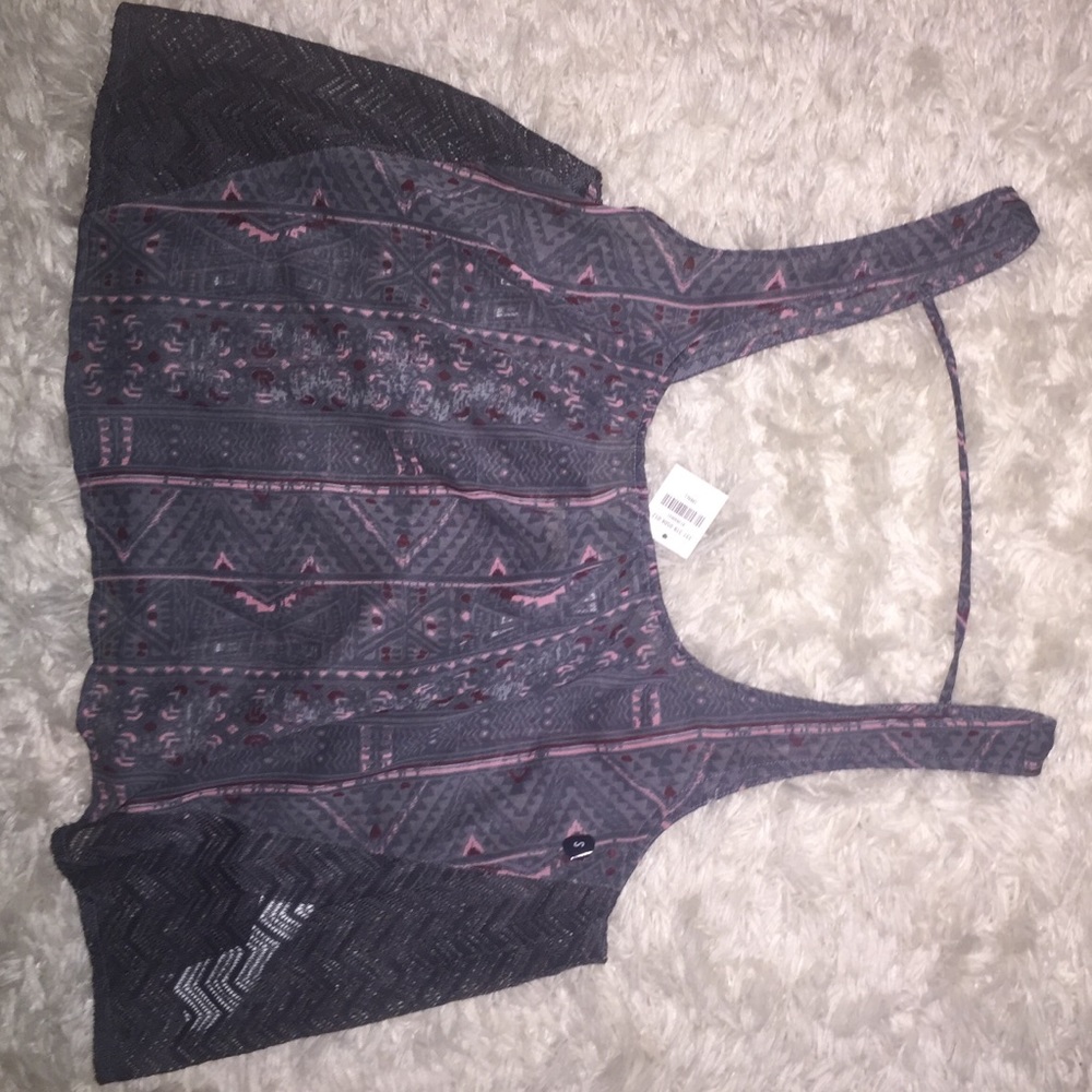 sheer grey crop top from hollister